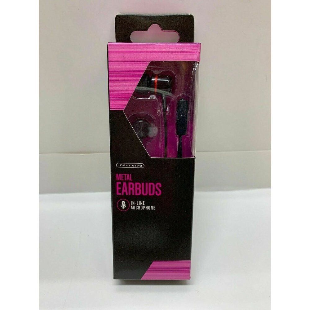 New Infinitive metal HEADPHONES With In-line Microphone Black New 3.5mm AUDIO